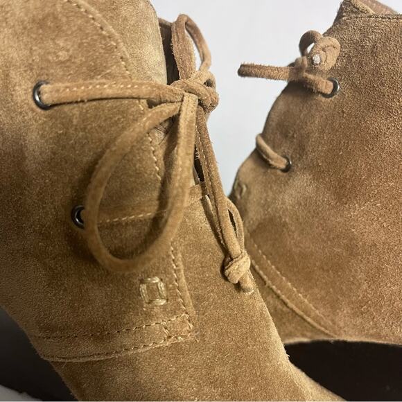 Via Spiga Booties Womens 9M Brown Suede Wedge Ankle Lace Up Boho - Picture 10 of 15